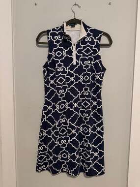 Melly M Navy White Print Sleeveless Golf/ Tennis Dress Women's XS